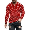 thumbnail image 2 of WXLWZYWL Halloween Sweatshirts for Men Scary Spiderweb Pumpkin Graphic Long Sleeve T-Shirts Slim Fit Round Neck Pullover, 2 of 5