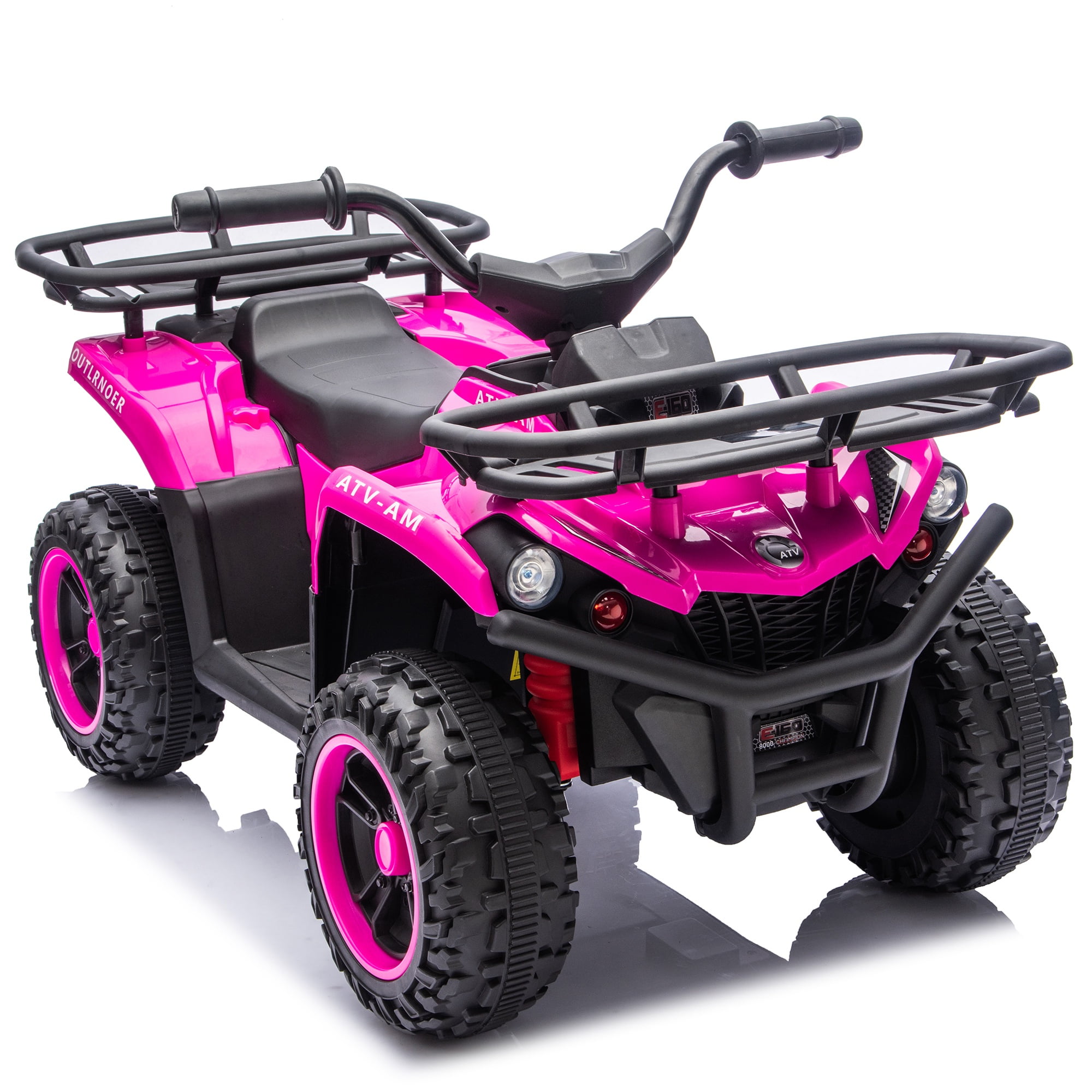 iYofe 24V Big Kids Ride on ATV Quad, Electric 4 Wheeler for Kids 3-6 with Battery Display, Anti-Slip Tires, LED Headlights, Bluetooth, MP3, Storage Racks, Gifts for Birthday & Christmas, Pink