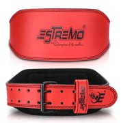 ESTREMO Weightlifting Belt - Genuine Leather 6 inches Wide Back Support Belt. Adjustable with Steel Buckle. Ideal for Gym and Lifting. Lower Back Support for Men and Women