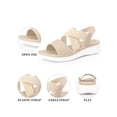 thumbnail image 4 of BLISSFUL STEP Women's Open Toe Elastic Cross Strap Flat Sandals Beige (Size 10.5), 4 of 6