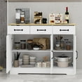 thumbnail image 6 of Farmhouse Kitchen Sideboard Buffet Cabinet, 3-Doors 3-Drawers Farmhouse Storage Cabinet with Adjustable Shelves, White, 6 of 7