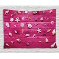 thumbnail image 1 of Rustic Home Decor Tapestry, Set of Little Sea Shells on Vintage Marine Coast Tropical Life Image, Wall Hanging for Bedroom Living Room Dorm Decor, 60W X 40L Inches, Cream Fuchsia, by Ambesonne, 1 of 2