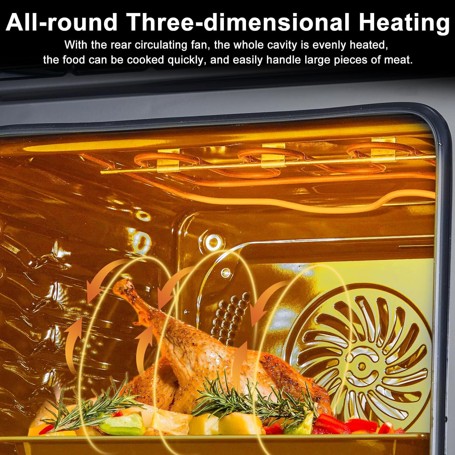 Litake Single Wall Oven 24" Built-In Electric Ovens, 70L, 3000W, 8 Baking Modes, With Air Frying Function, 3D Surround Heating With Double-Layered Glass Door, Touch Control With Colour Led Screen