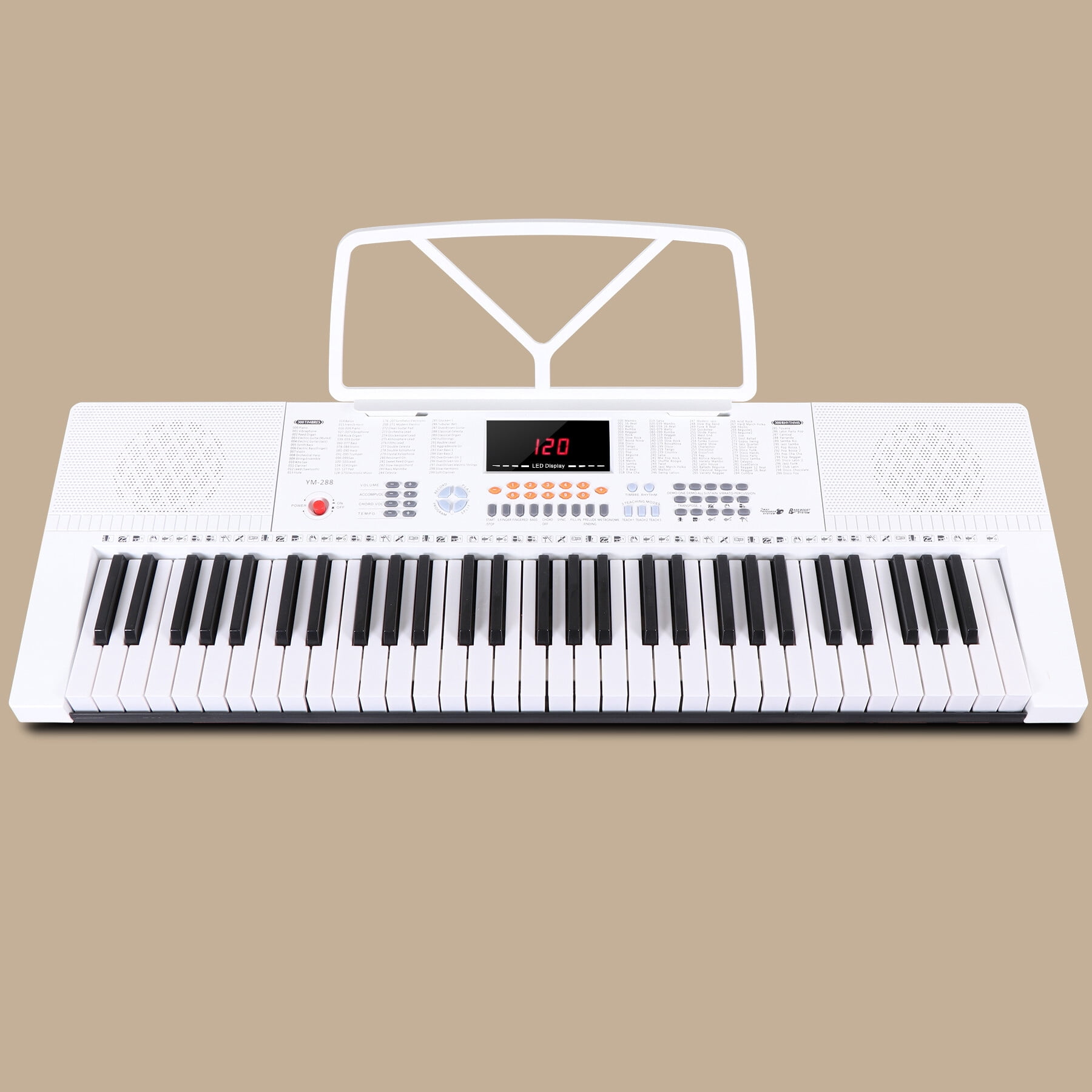 ZENSTYLE Electronic Keyboard 61 Key Electric Digital Music Piano Organ with Stand Headphones Microphone Portable White