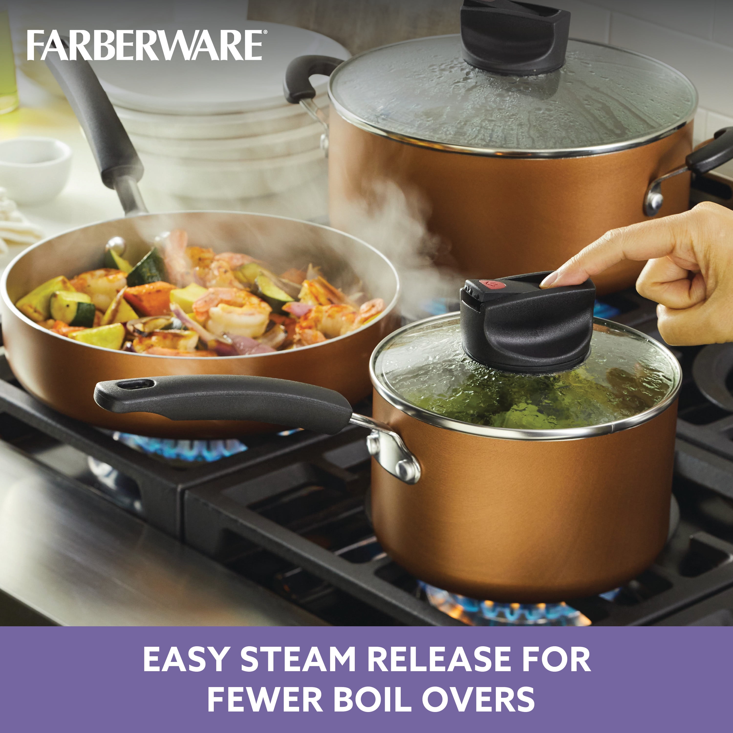Farberware 14-Piece Easy Clean Pro Ceramic Nonstick Pots and Pans  Set/Cookware Set, Brown Pots and Pans Cooking Pots Set