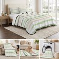 thumbnail image 6 of Full Quilt Set 78''x90'', Green Pink Stripes Lightweight Bedspread Coverlet Set with 2 Pillow Shams, Gradient Geometric Smear Art Paint Breathable All Season Quilt Bedding for Bedroom/Guest Room, 6 of 9