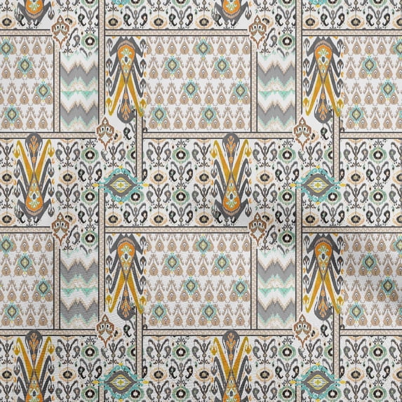 oneOoneGeorgetteViscoseYellowFabricFlameStitchFabricForSewingPrintedCraftFabricByTheYard42InchWide