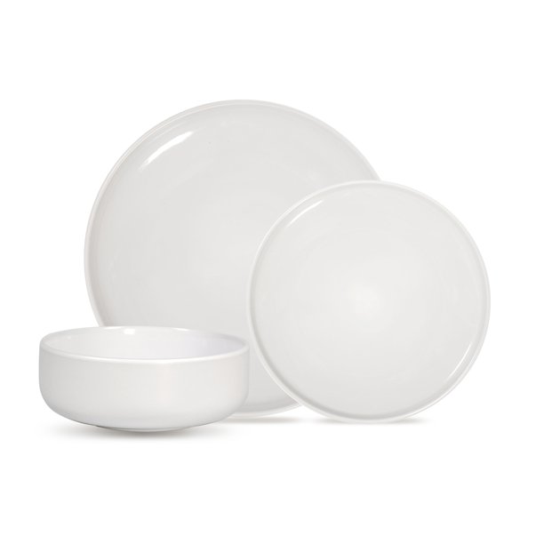 Mainstays Matte White Shine 12Piece Stoneware Dinnerware Set, White