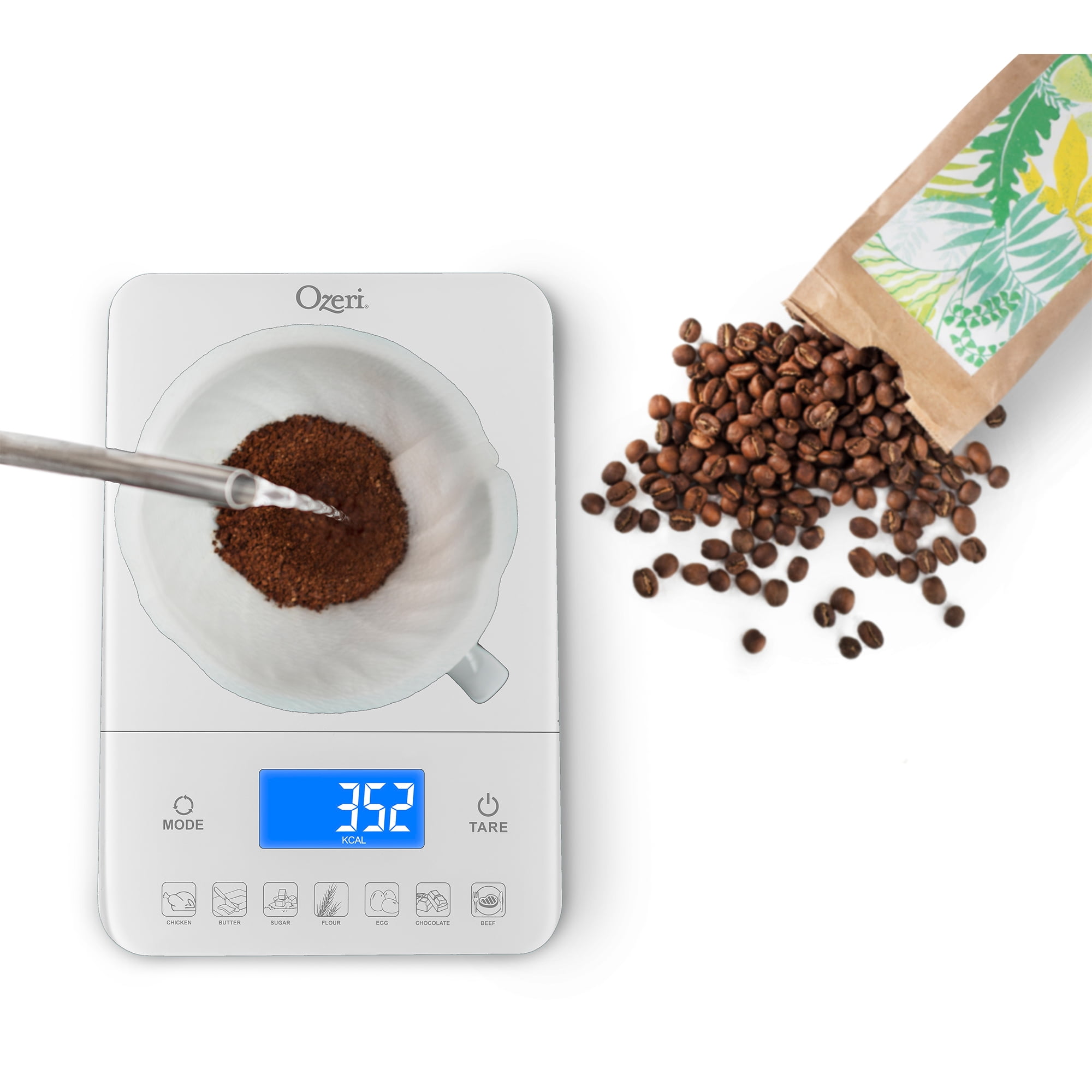  Ozeri Touch III 22 lbs (10 kg) Digital Kitchen Scale with Calorie  Counter, in Tempered Glass : Kitchen & Dining