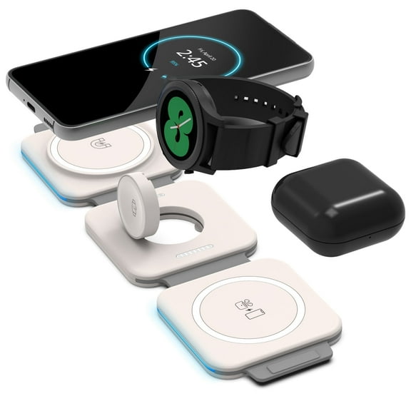 Galvanox 3 in 1 Foldable Wireless Charging Station for Multiple Samsung Devices, Compact Portable Travel Charger (For Galaxy Phones / Galaxy Buds / Samsung Watch)