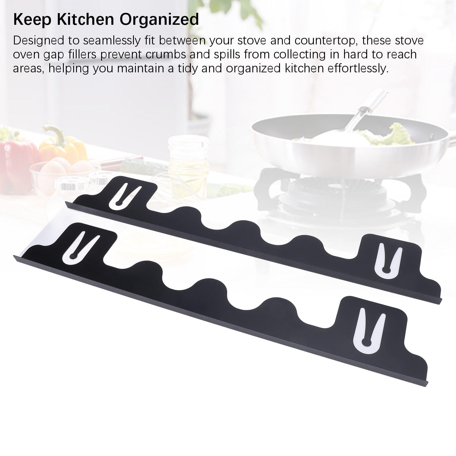 BIMZUC 2‑Pack Stainless Steel Stove Gap Covers – 59.5 cm Long, Black, Durable & Easy‑Clean Kitchen Counter Gap Fillers