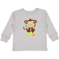 thumbnail image 3 of Inktastic Hipster Monkey, Monkey with Glasses, Flowers Boys or Girls Long Sleeve Toddler T-Shirt, 3 of 5
