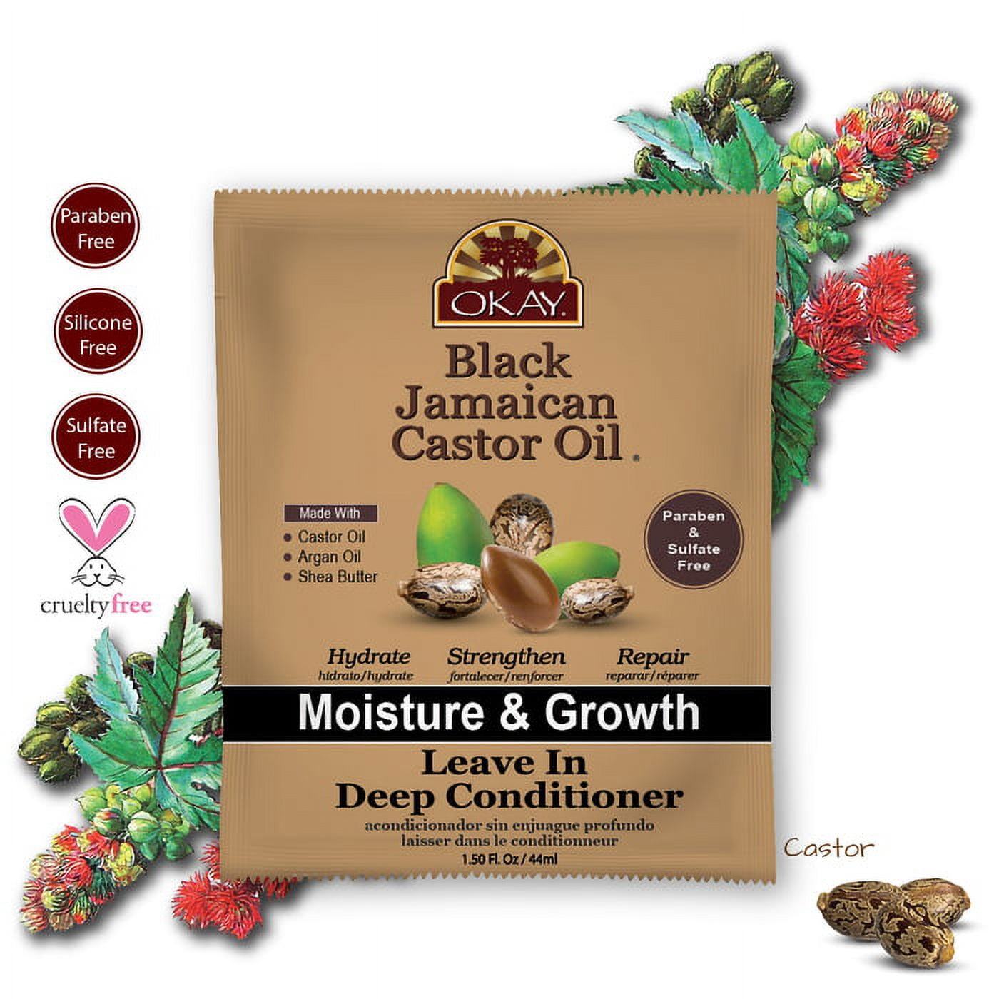 (2 pack) OKAY Black Jamaican Leave-In Conditioner - 1.5oz for Hair Moisture, Growth, and Strength