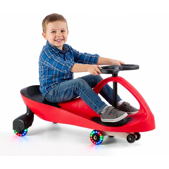 Lil’ Rider Wiggle Car for Kids with LED Wheels- Swing Car Ride on Toys for Ages 3 , Red