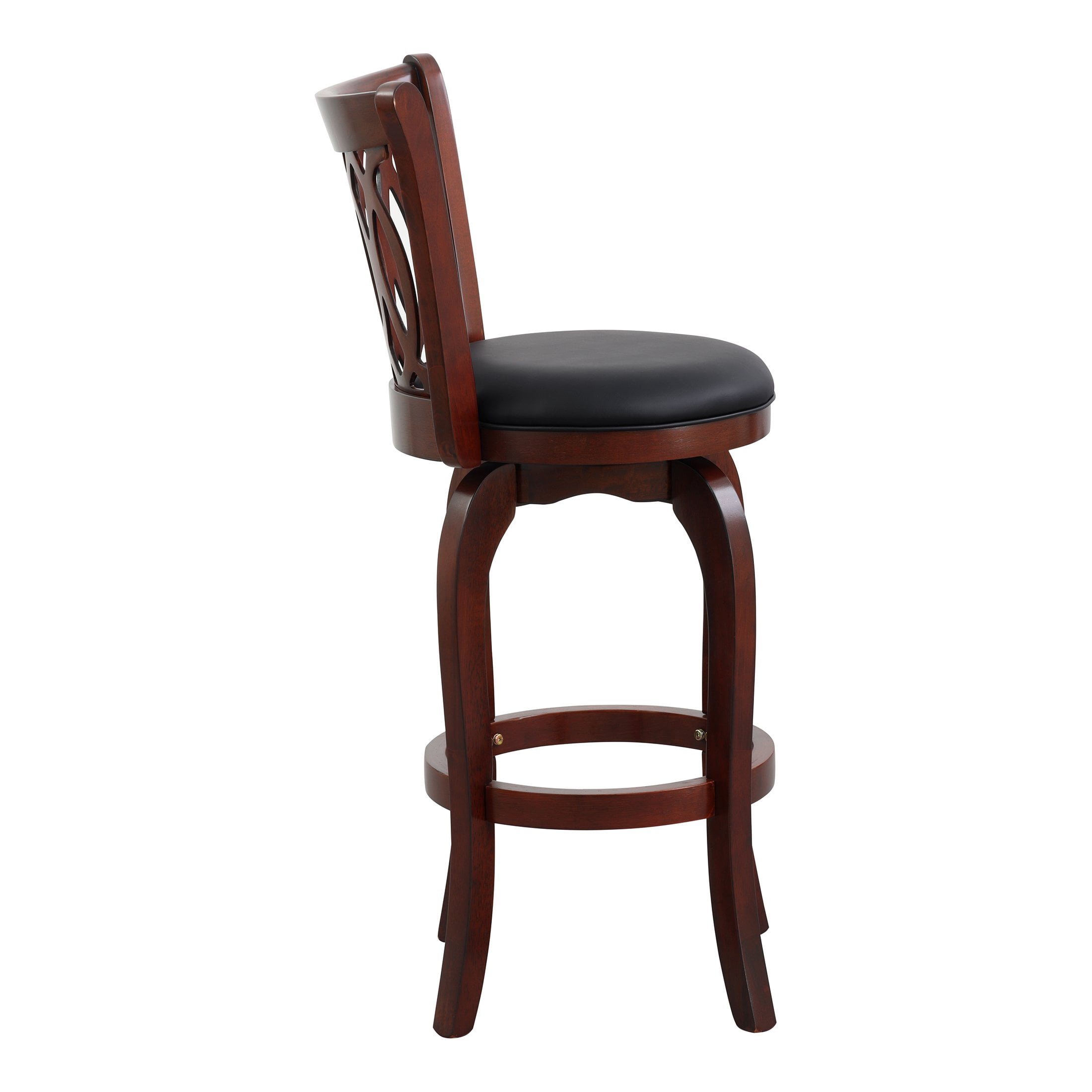 OakvillePark Odelia Scroll Back Swivel Barstool, Pub Height, Cherry