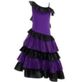 thumbnail image 4 of Miutii Kids Girls Belly Spanish Flamenco Dress Ruffled Tiered Lyrical Latin Dance Dress Performance Dancewear Purple 12, 4 of 5