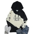thumbnail image 5 of VILOVE Women Cat Mom Sweatshirt Cute Cat Paw Graphic Letter Print Long Sleeve Contrast Color Hoodie Tops, Black, 5 of 7