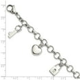 thumbnail image 4 of Chisel Stainless Steel Rose IP-plated Polished CZ Heart, Lock & Key w/ 1in ext Bracelet, 4 of 4