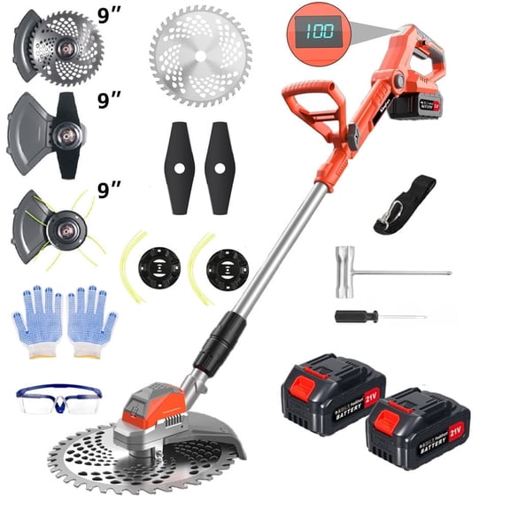 Paddsun Cordless Weed Wacker,  9-inch Brushless Weed Eaters Lawn Mower Battery Powered String Trimmer Electric Grass Trimmer for Lawn Garden