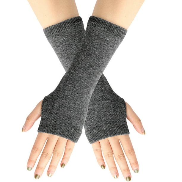 Nvzi Guantes sin dedos Guantes sin dedos de muñeca con orificio para el pulgar Guantes de invierno cálidos sin dedos para hombre - Gris oscuro