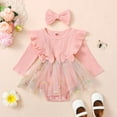 thumbnail image 2 of Dagaeig White Dress for Baby Girl Tulle Birthday Party Princess Dress Long Sleeve Lace Flower Tutu Romper Dress Newborn Fall Clothes(Pink,0-3 Months), 2 of 6