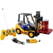 WolVolk 6-Channel Remote Control Toy Forklift With Pallet and Barrel, Rechargeable Batteries Included
