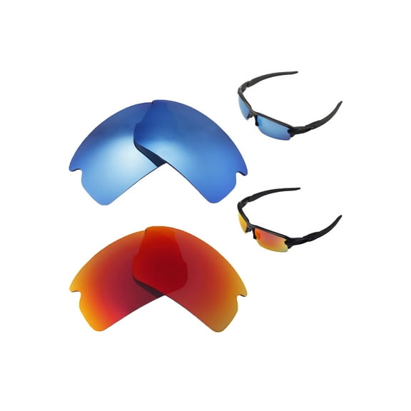 Walleva Polarized Fire Red   Ice Blue Replacement Lenses For Oakley Flak 2.0 Sunglasses