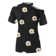 thumbnail image 3 of Mujeres Verano Cuello Redondo Manga Corta Estampado Sin Tirantes Camiseta Tops Blusas OAVQHLG3B Store  lin121212, 3 of 4