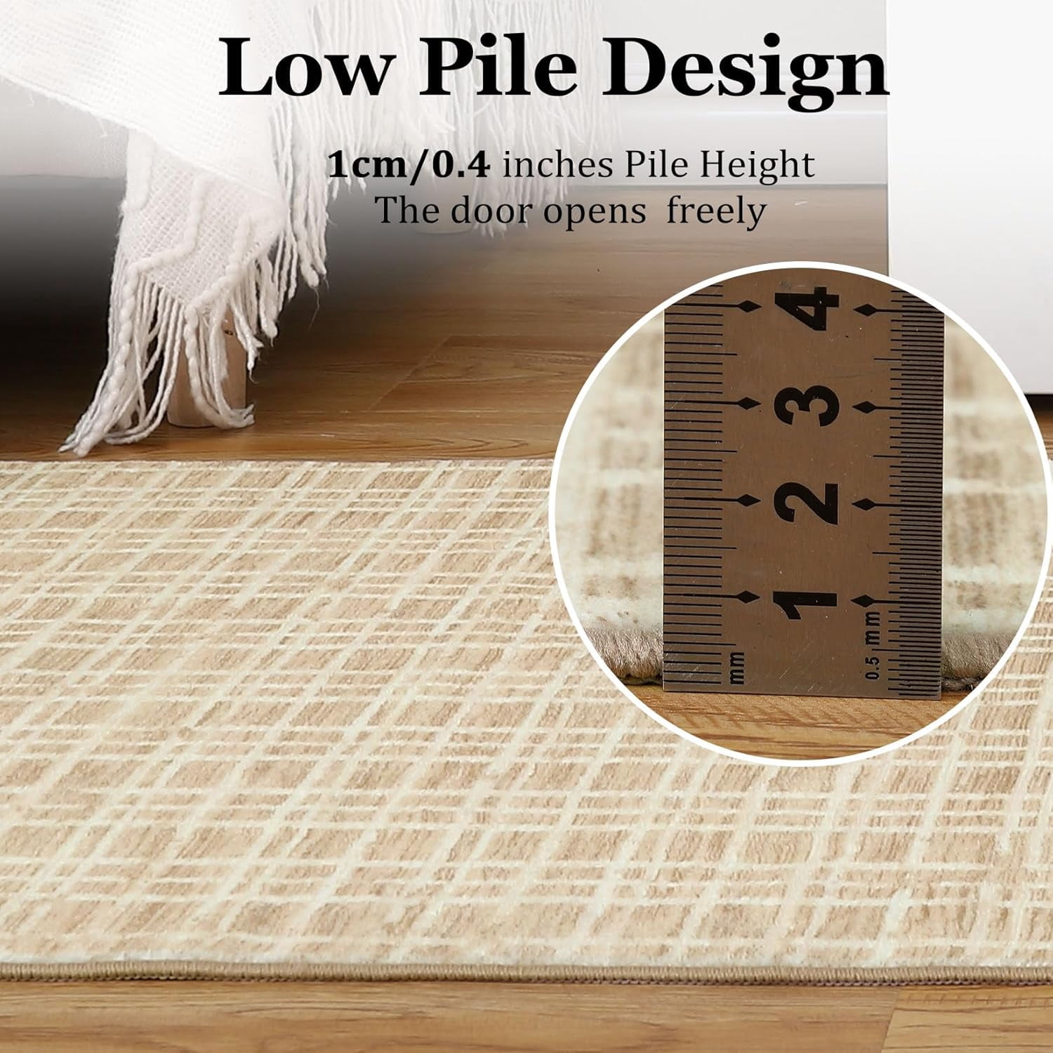 Memoryfield Washable Checkered Area Rugs 4' x 6', Throw Carpet for Bedroom Living Room Entrance Laundry Bathroom Plaid Modern Farmhouse Rug, Yellow