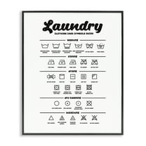 Minimal Laundry Symbols Guide Black Framed Giclee Art, 24 x 30, Made In USA