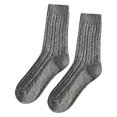thumbnail image 2 of CNEJRHG 1Pair Women's Speckled Yarn Crew Socks Loose Tube Cushioned Ribbed Knit Thick Thermal Autumn Winter Mid Calf Plain Color Cotton Socks Z6 Light Ashy 1x, 2 of 2