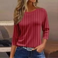 thumbnail image 2 of GEWSEY 3/4 Length Sleeve Womens Tops 2025 Fall Crew Neck Shirts Three Quarter Sleeve Petite Tshirts (Brick Red, XXL), 2 of 5