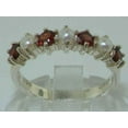 thumbnail image 3 of LBG 14k White Gold Cultured Pearl & Garnet Womans Wedding Ring - Size 5.5, 3 of 6