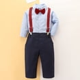 thumbnail image 2 of AherBiu Toddler Baby Boys Clothes Formal Suits 2 Piece School Sets Button down Shirts Suspender Pants with 1 Bowtie, 2 of 6
