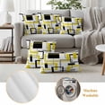 thumbnail image 6 of Yellow Black Geometric Outdoor Waterproof Pillow Covers, Modern Simple Abstract Art Decorative Square Throw Pillowcase Sofa Cushion Sham for Patio/Couch/Chair, 20"x20" 2 Pack, 6 of 8