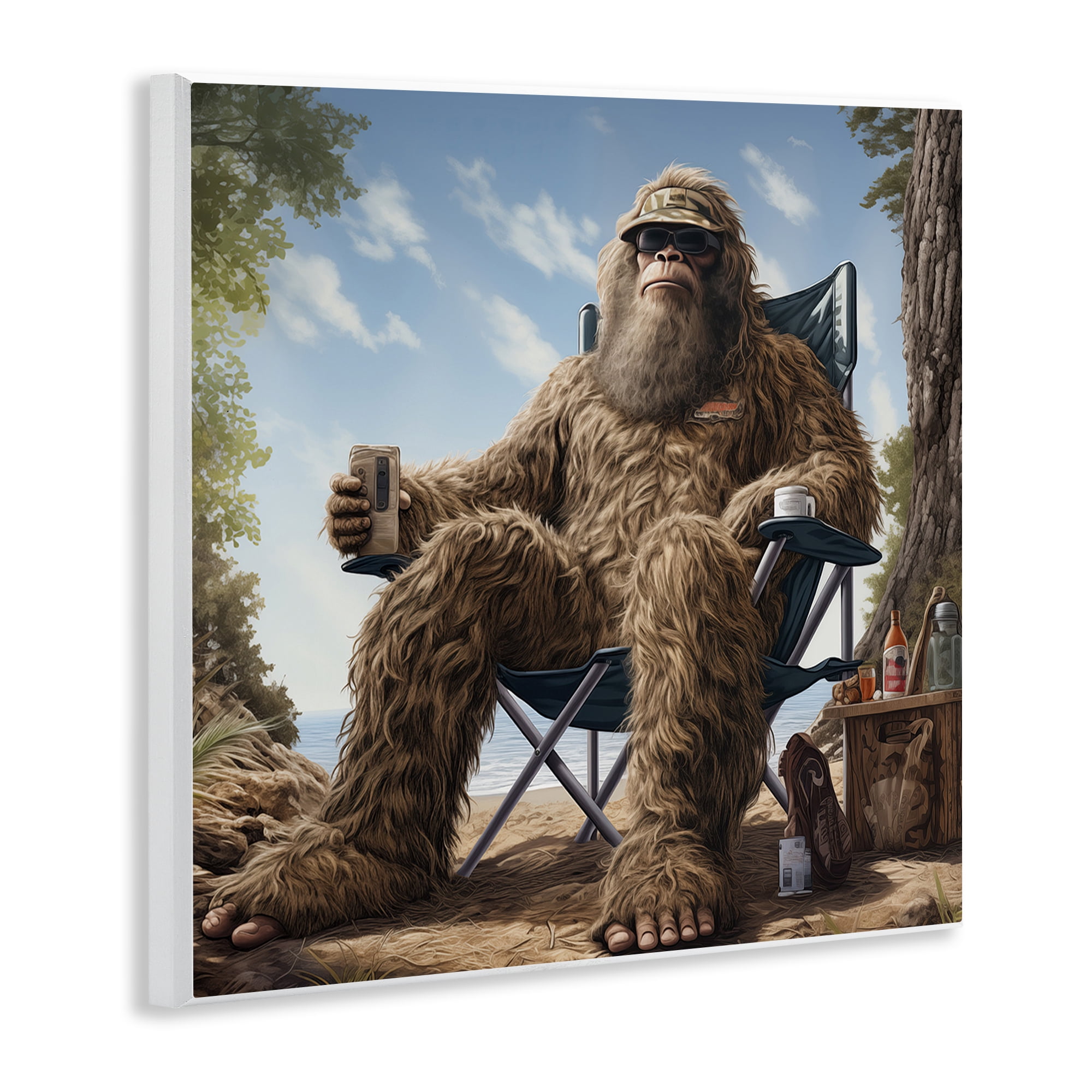 Stupell Industries Mythical Monster on Beach Fairy Tales & Fantasy Painting Unframed Art Print Wall Art, 12 x 12