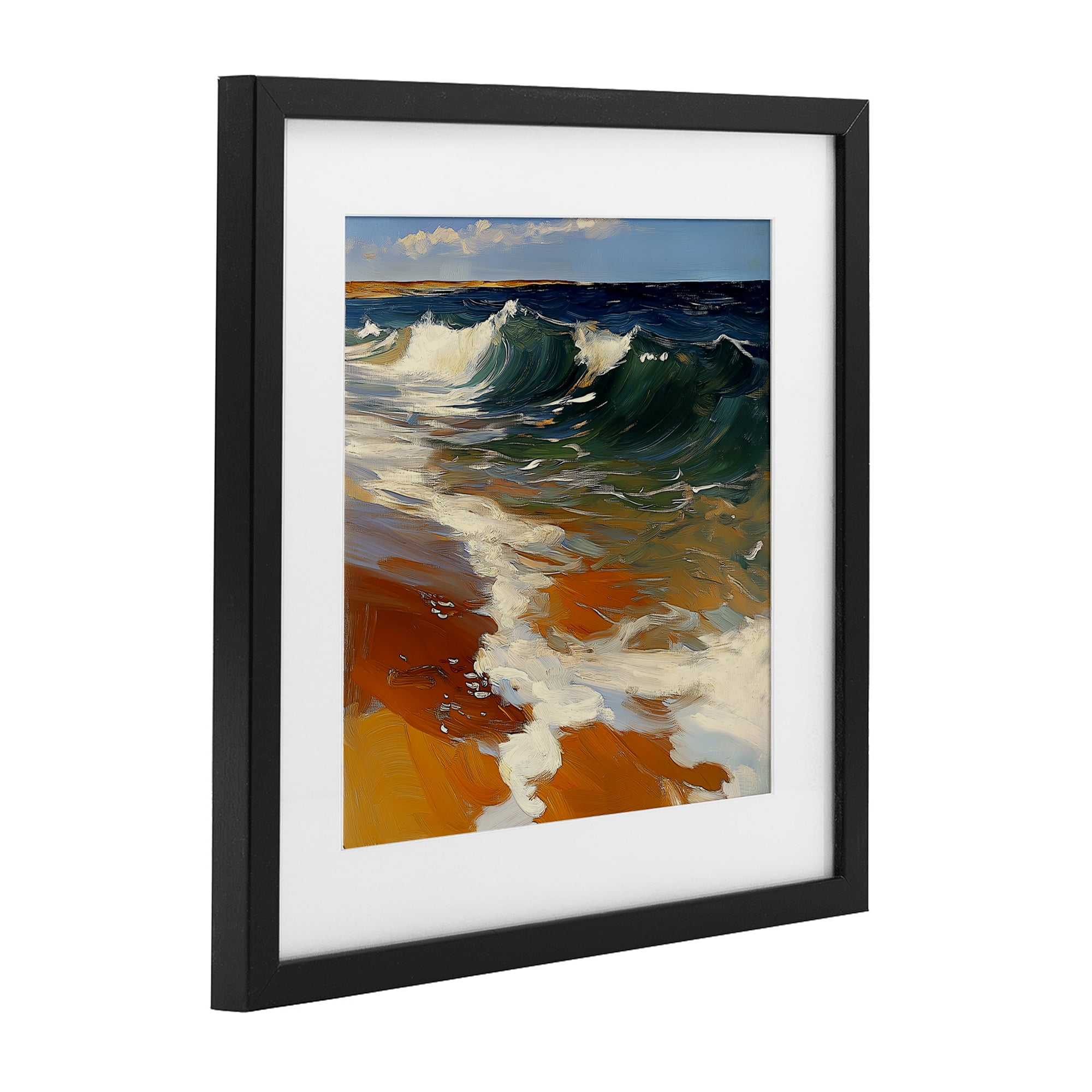 Stupell Industries Glassy Ocean Waves Break Black Framed Print Under Glass, design by Walker Noble