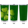 thumbnail image 3 of 20oz Green St Patrick's Day Clover Plaid Shamrock Stainless Steel Tumbler with Lid and Straw, Insulated Coffee Tumbler Cup Travel Mug for Mom Dad Gift Valentines Day Gifts, 3 of 6
