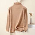 thumbnail image 2 of Womens Comfy Long Sleeve Tops Lettuce Trim Mock Tshirt Solid Pullover Base Layer Shirts Fashion Tee, 2 of 7