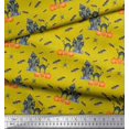 thumbnail image 3 of Soimoi Yellow Cotton Voile Fabric Bat & Haunted House Halloween Printed Fabric 1 Yard 42 Inch Wide, 3 of 3