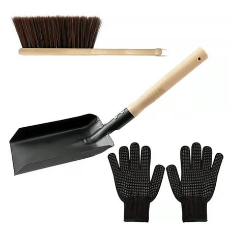 

Fireplace Cleaning Kit with Fireplace Ash Shovel Brush Silicone Gloves Practical Fireplace Supplies New