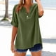 thumbnail image 2 of Camisas para mujer,Camiseta de manga corta con cuello redondo para mujer, blusa informal de mezcla de algodón y lino, blusa holgada para verano, sopatenor, 2 of 9