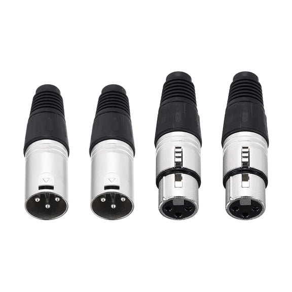 4 Pcs 3 Pin XLR Connector, Male Female Plug Microphone Cable Connector, Silver
