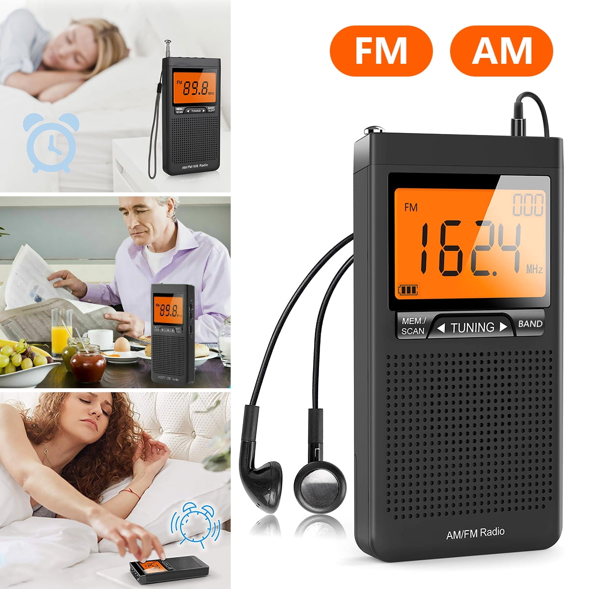 Portable Weather Radio AM/FM Battery Operated Emergency Radio with