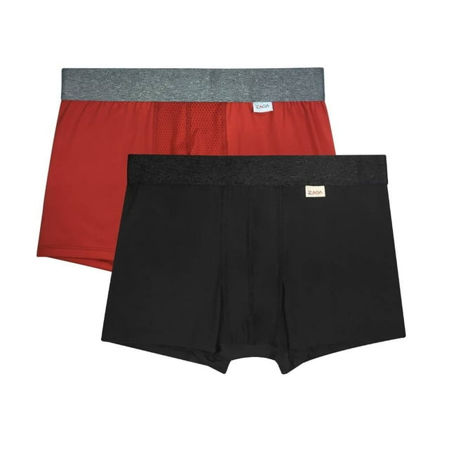 Bóxer Zaga para Hombre, Corto Microfibra Rojo Gris 2 Piezas Talla M