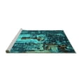 thumbnail image 2 of Ahgly Company Machine Washable Indoor Rectangle Oriental Turquoise Blue Industrial Area Rugs, 2' x 4', 2 of 4