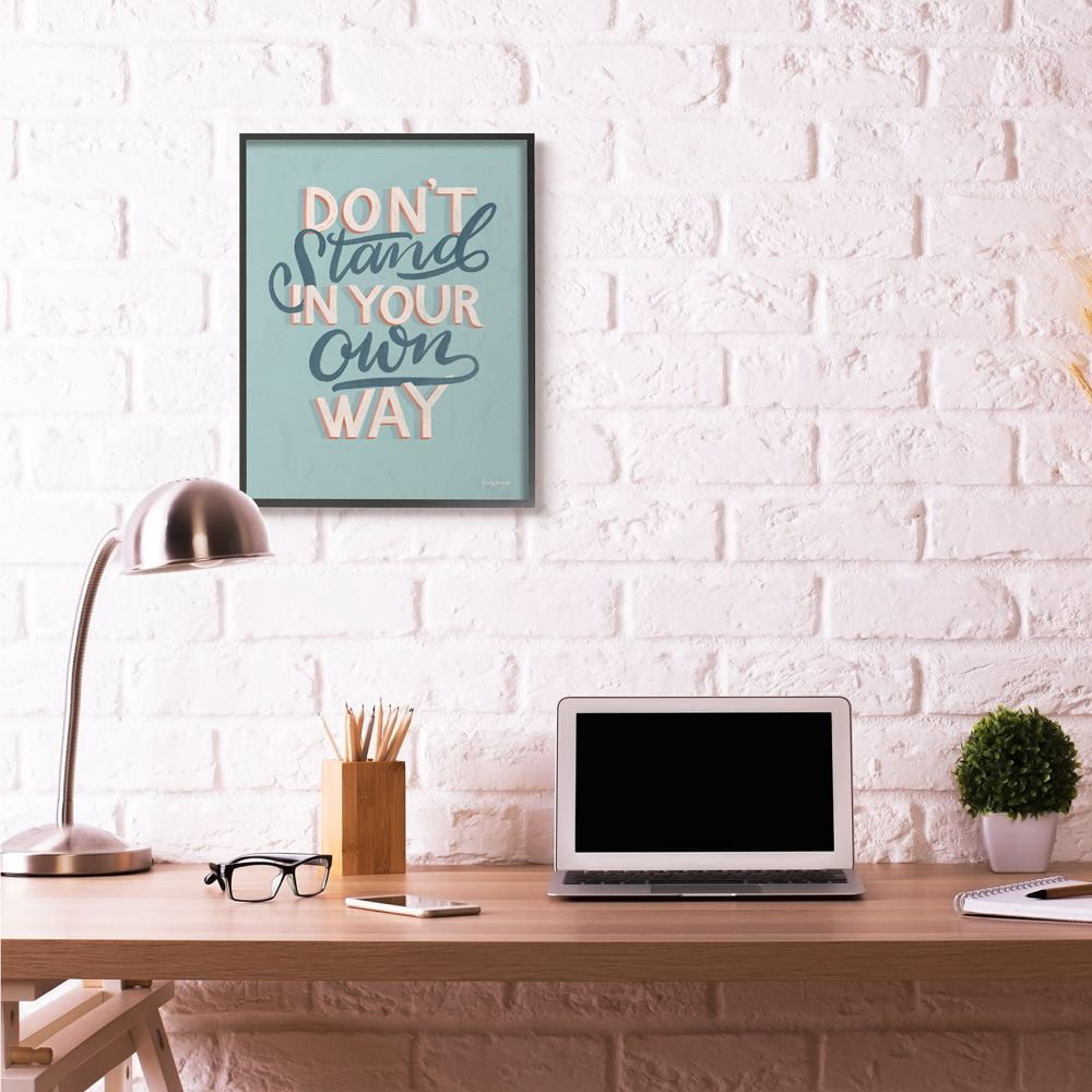 Stupell Industries Your Own Way Inspirational Word Modern Blue Design Framed Giclee Texturized Art by Becky Thorns