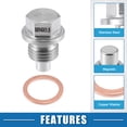thumbnail image 4 of Unique Bargains Vehicle Engine Magnetic Oil Drain Plug M14x1.5 Stainless Steel with Copper Washer (Pack of 2), 4 of 6