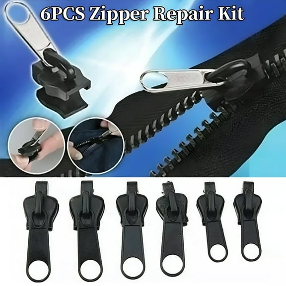 VANIDO Fixed Zipper Pull Instant Slider Kit,Set,Removable Replacement Set Black