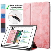 iPad PRO 10.5 Air 3 [ PRO 10.5 Inch Air 3rd Gen ] A1701 A1709 A1852 A2152 A2123 A2153 A2154 Smart Magnetic Trifold Pencil Holder Soft Silicone TPU Back Cover - Pink